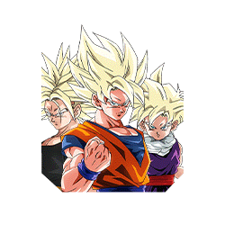 Super-Saiyajin Son-Goku & Super-Saiyajin Son-Gohan (Teenager) & 
Super-Saiyajin Trunks (Erwachsen)