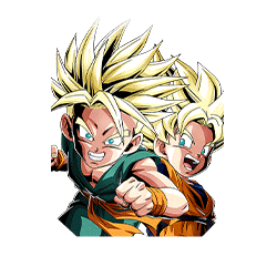 Neue Generation voller Kampfgeist
Super-Saiyajin Trunks (Kind) & Super-Saiyajin Son-Goten (Kind)
 + Super-Saiyajin Son-Gohan (Erwachsen)